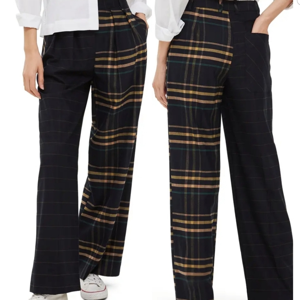 Topshop Sammy Mixed Check Wide Leg Pant